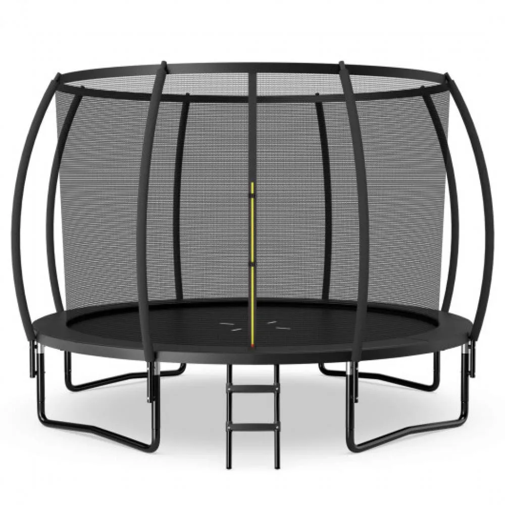 12FT ASTM Approved Recreational Trampoline with Ladder-Orange