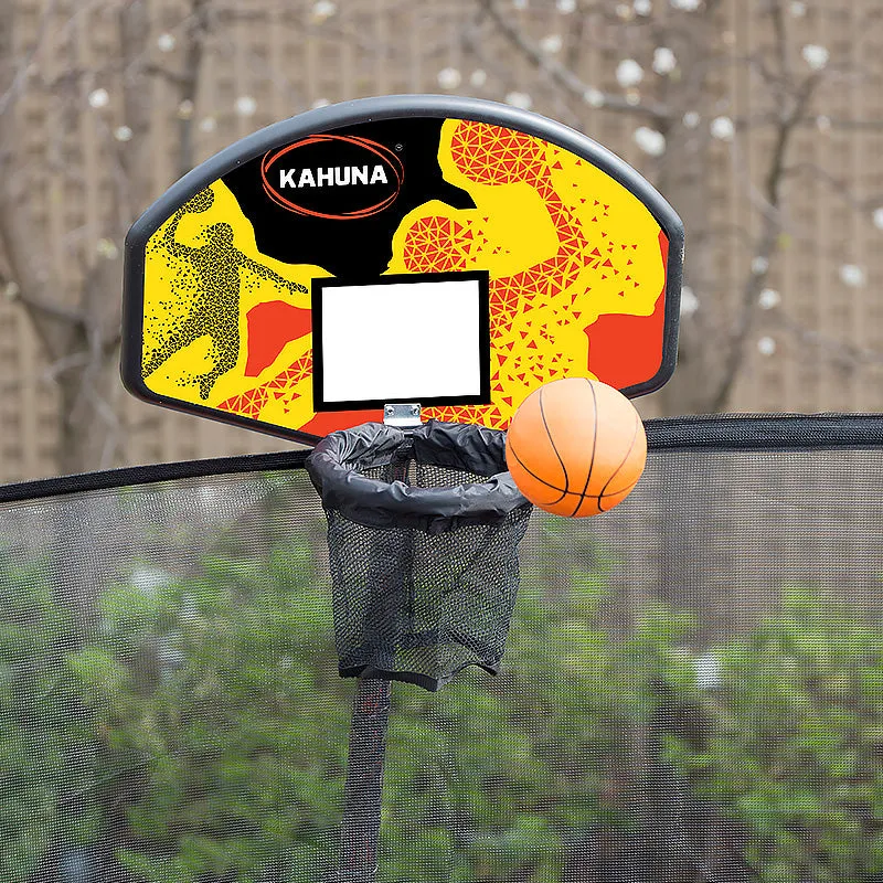 14ft Outdoor Trampoline Set: Safety Enclosure, Pad, Mat, Ladder, Basketball Hoop - Rainbow