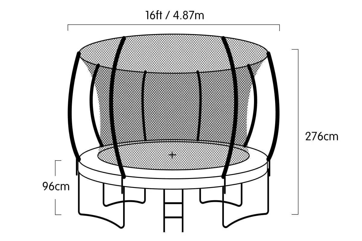 16ft Trampoline with Free Ladder, Spring Mat, Net, Safety Pad Cover, and Round Enclosure - Green