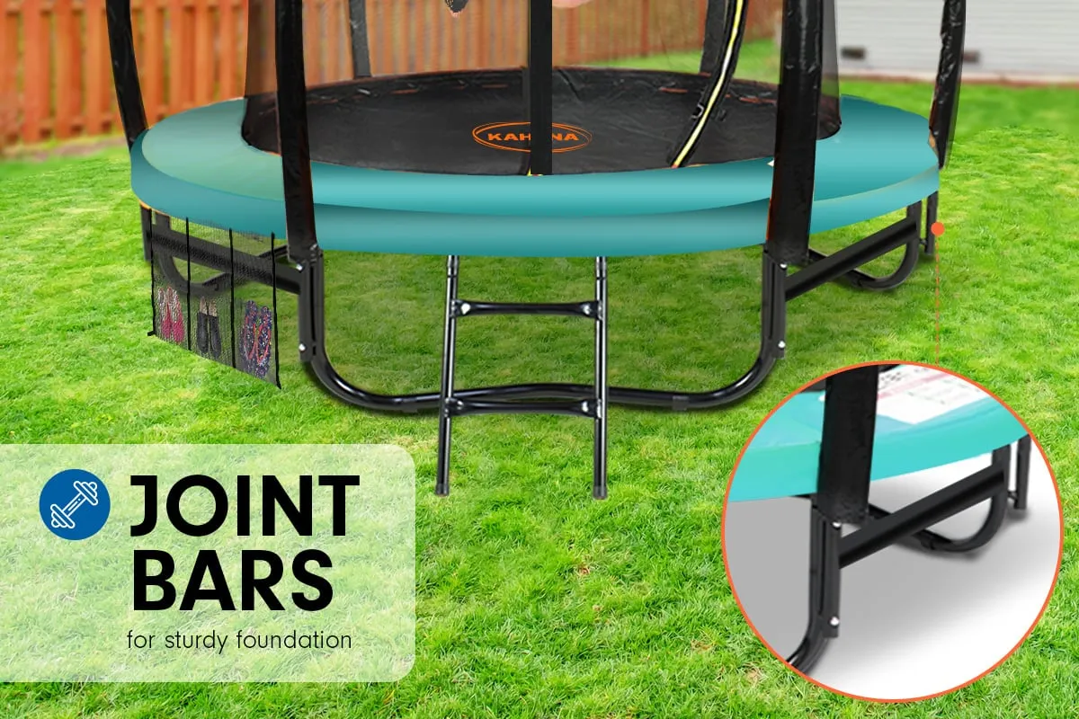 16ft Trampoline with Free Ladder, Spring Mat, Net, Safety Pad Cover, and Round Enclosure - Green