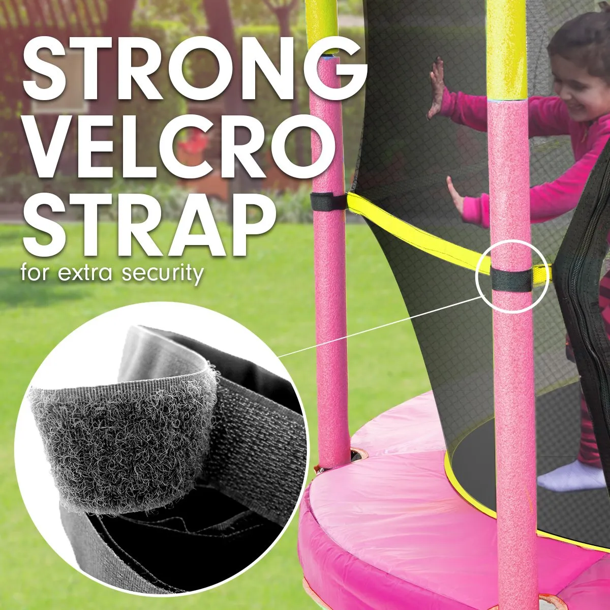 4.5ft Round Trampoline with Free Safety Net, Spring Pad Cover, and Mat - Yellow Pink by Kahuna