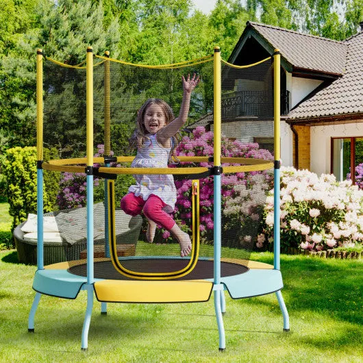 48" Toddler Trampoline with Safety Enclosure Net-Yellow
