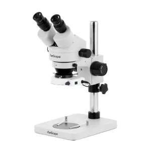 AmScope SM-1 Series Inspection and Dissecting Zoom Binocular Stereo Microscope with 80 LED Compact Ring Light and Optional Digital Camera on Compact Pillar Stand