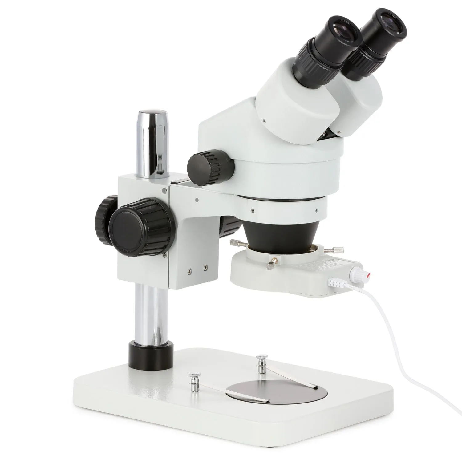 AmScope SM-1B Series Inspection and Dissecting Binocular Zoom Stereo Microscope 7X-45X Magnification on Compact Pillar Stand with 70-LED Ring Light