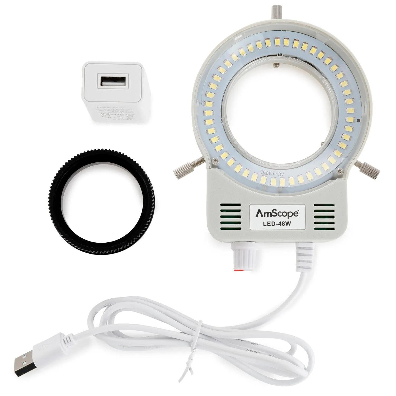 AmScope SM-1B Series Inspection and Dissecting Binocular Zoom Stereo Microscope 7X-45X Magnification on Compact Pillar Stand with 70-LED Ring Light