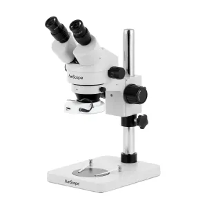 AmScope SM-1B Series Inspection and Dissecting Binocular Zoom Stereo Microscope with 144 LED Compact Ring Light and Optional Digital Camera on Compact Pillar Stand