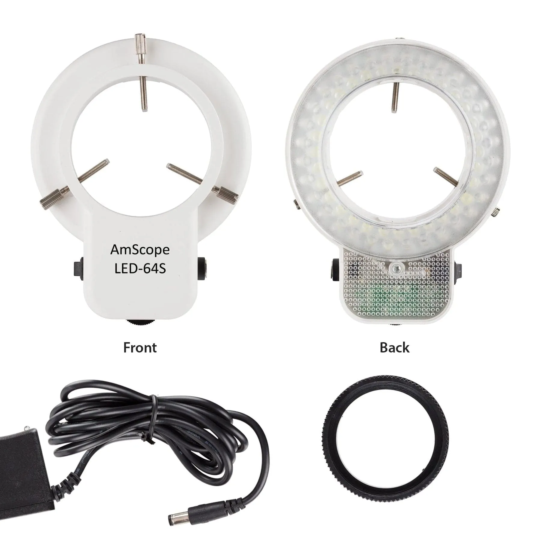 AmScope SM-1B Series Inspection and Dissecting Binocular Zoom Stereo Microscope with 64 LED Compact Ring Light and Optional Digital Camera on Compact Pillar Stand