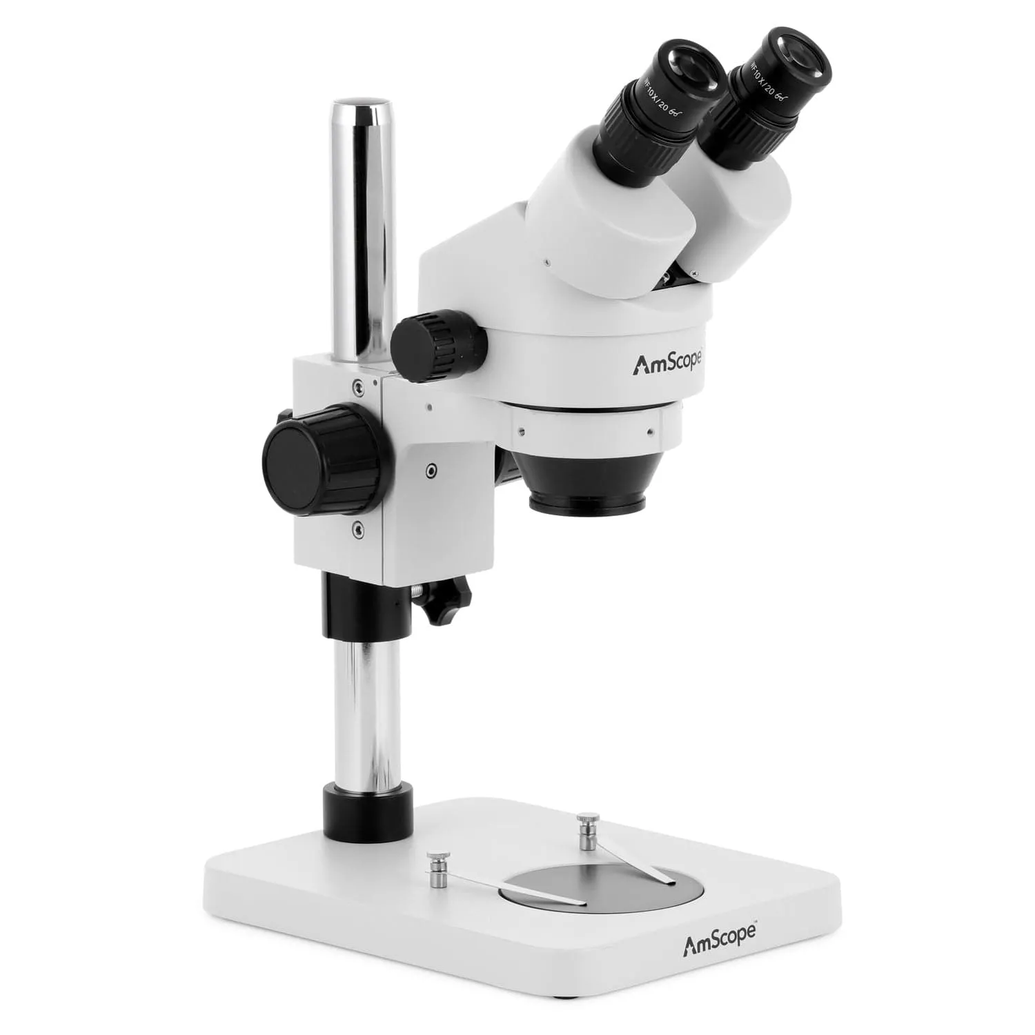 AmScope SM-1B Series Inspection and Dissecting Binocular Zoom Stereo Microscope with 64 LED Compact Ring Light and Optional Digital Camera on Compact Pillar Stand
