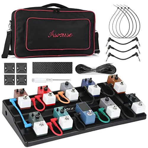 Asmuse Guitar Pedal Board, Lightweight Guitar Effect Pedalboard with Carrying Bag, Mountain Tape, Cable Tie (Black)