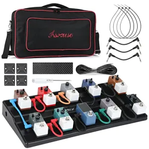 Asmuse Guitar Pedal Board, Lightweight Guitar Effect Pedalboard with Carrying Bag, Mountain Tape, Cable Tie (Black)