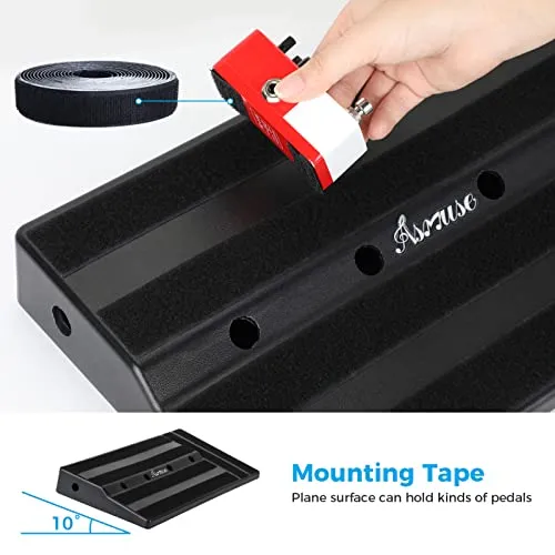 Asmuse Guitar Pedal Board, Lightweight Guitar Effect Pedalboard with Carrying Bag, Mountain Tape, Cable Tie (Black)