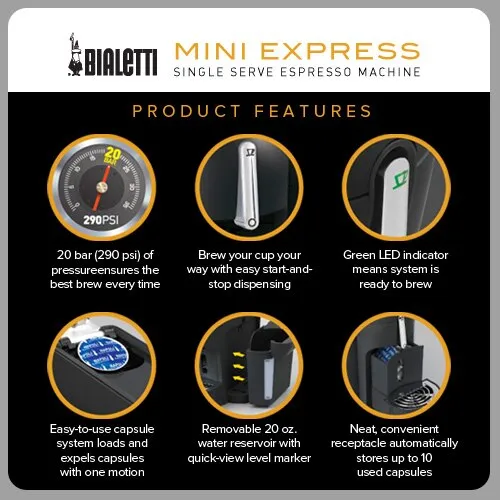 Bialetti - Mini Express - Capsule Machine (Discontinued) (Black)