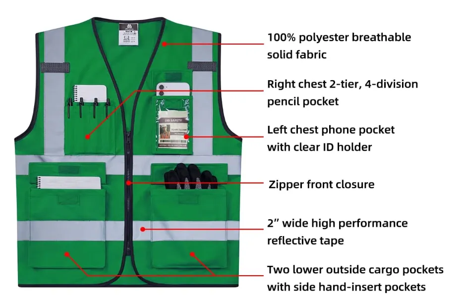 Dib Safety Reflective Vest - Green