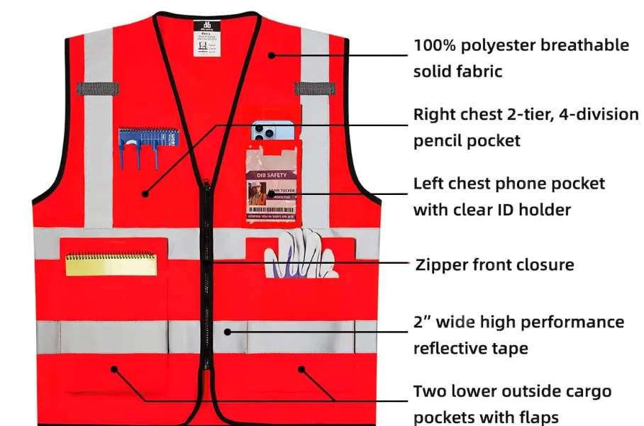Dib Safety Reflective Vest - Red