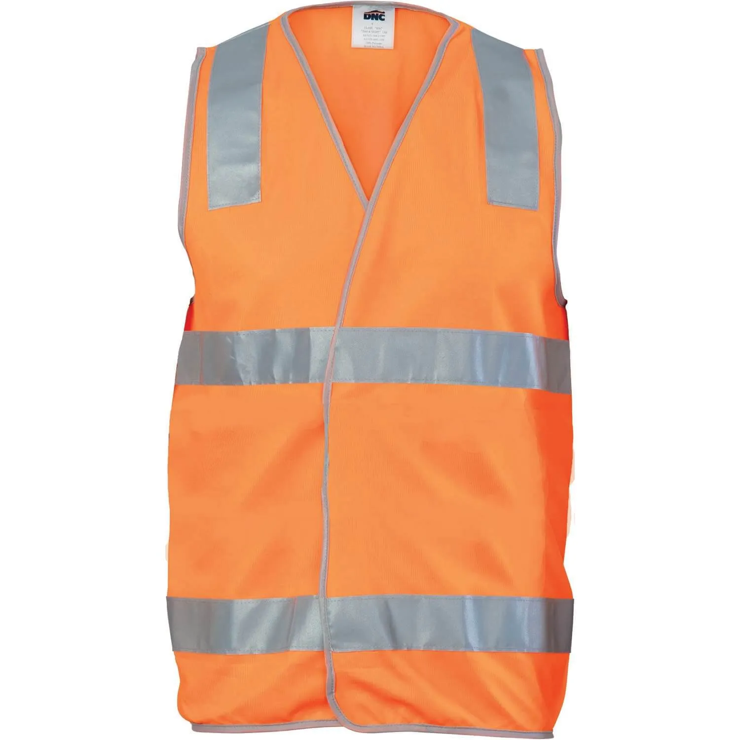 DNC Day/Night Safety Vest With Hoop & Shoulder Generic R/Tape (3503)