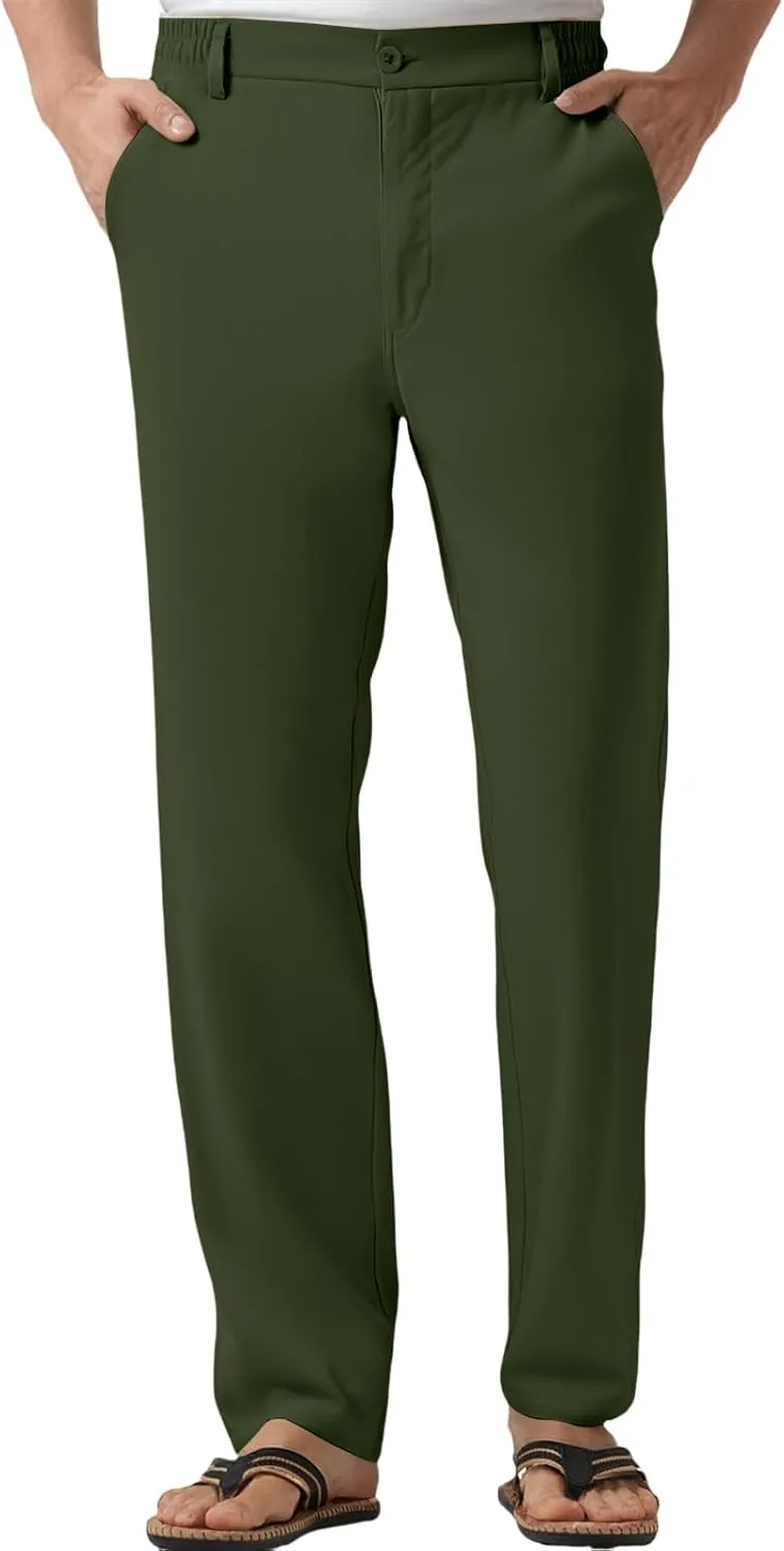 Dress Pants for Men Stretch Straight Leg Casual Lightweight Comfy Trendy Soild Work Business Sweatpants with Pockets