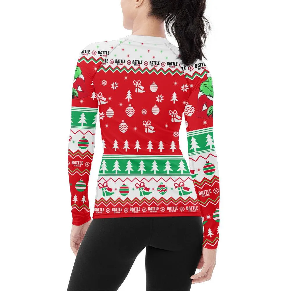 Funny Santa Grinch Women's Long Sleeve Rash Guard