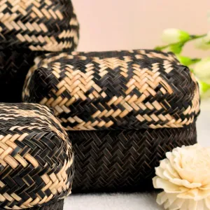 Handmade Sitalpati Gift Box - Black & Natural