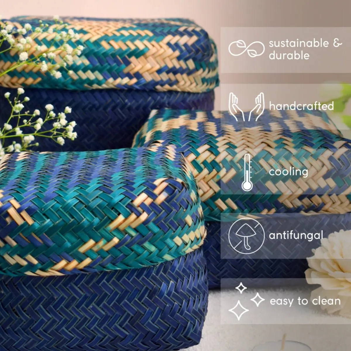 Handmade Sitalpati Gift Box - Indigo & Green