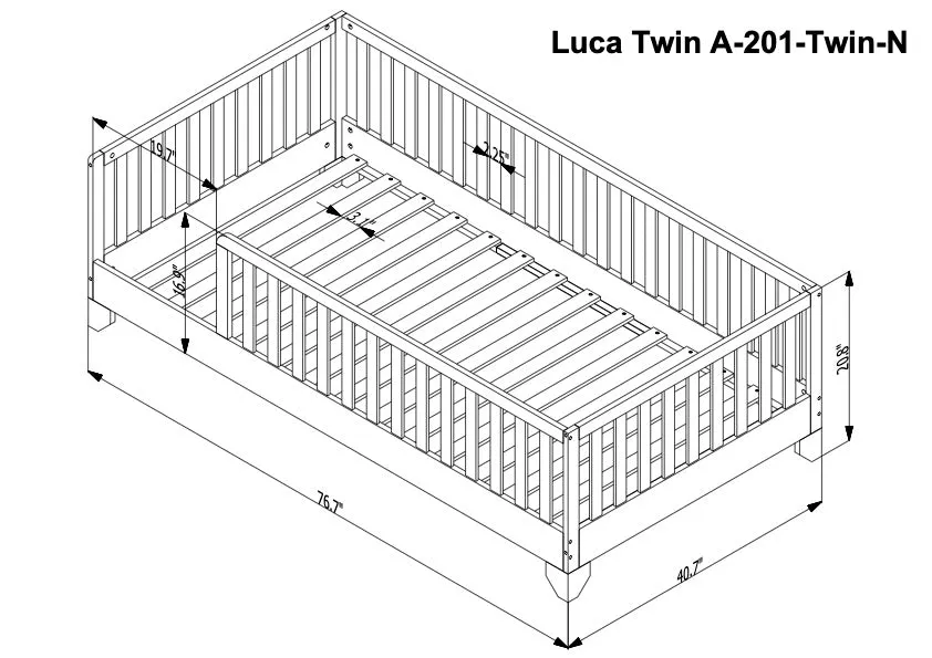 Luca Toddler Floor Bed with Rails | Custom Kids Furniture