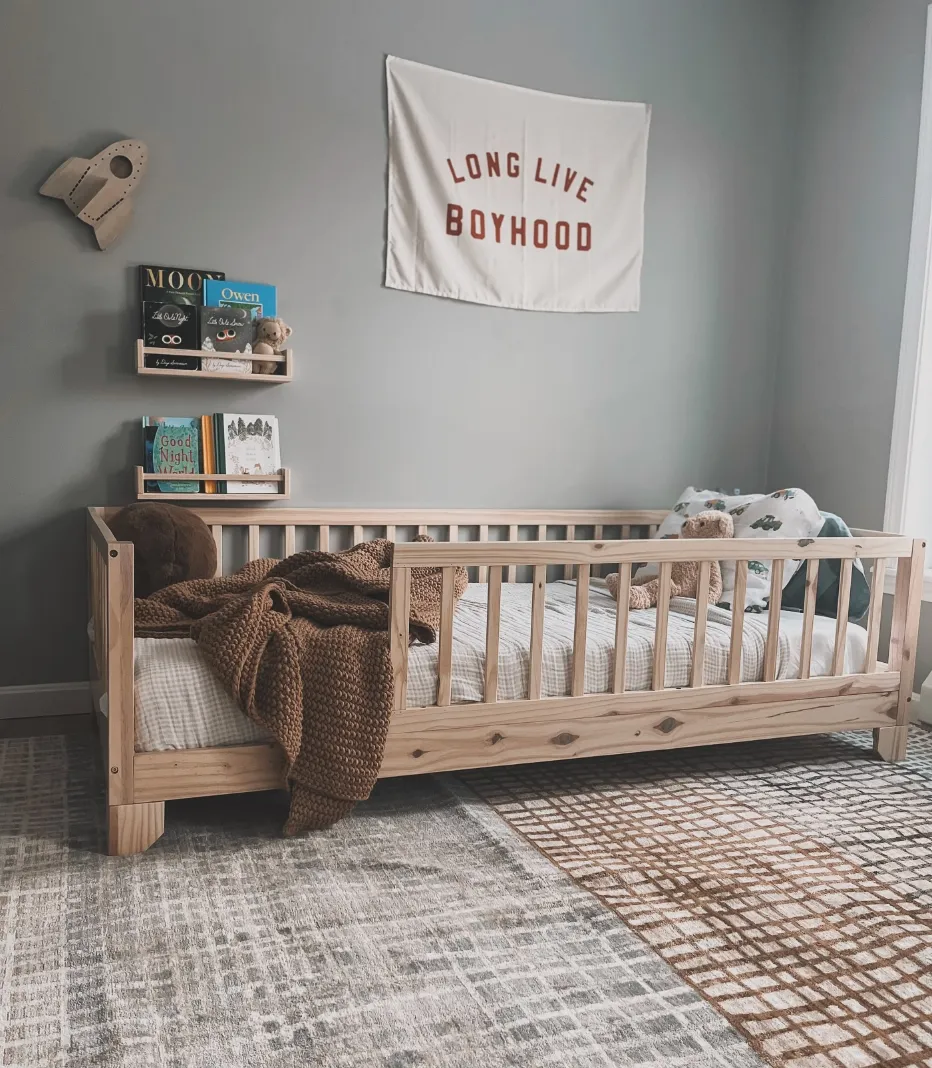 Luca Toddler Floor Bed with Rails | Custom Kids Furniture