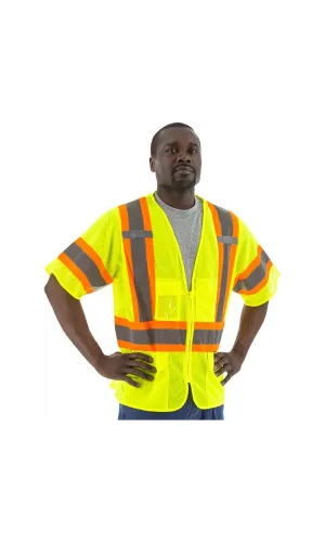 Majestic 75-3301 Hi-Vis Vest Mesh DOT Stripping ANSI 3 R