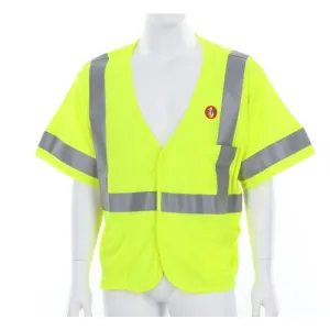 MCR Safety FRMCL3MLM Class 3 Flame Resistant Mesh Modacrylic Safety Vest, Fluorescent Lime, Medium, 1 Each