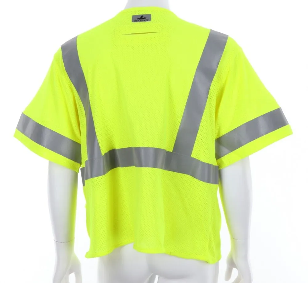 MCR Safety FRMCL3MLM Class 3 Flame Resistant Mesh Modacrylic Safety Vest, Fluorescent Lime, Medium, 1 Each