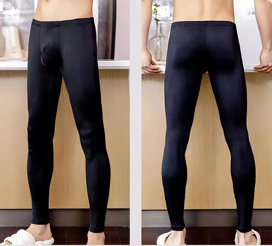 Mens Thermal Pants Long John Bottom Ultra Soft Bulge Pouch Warm for Winter
