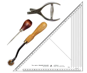 Morplan Etched Set Square, Awl, Nothcer & Tracing Wheel Package (#2)