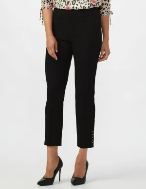 Roz & Ali Solid Millennium Tummy Panel Pull On Ankle Pants With Rivet Trim Bottom - Misses