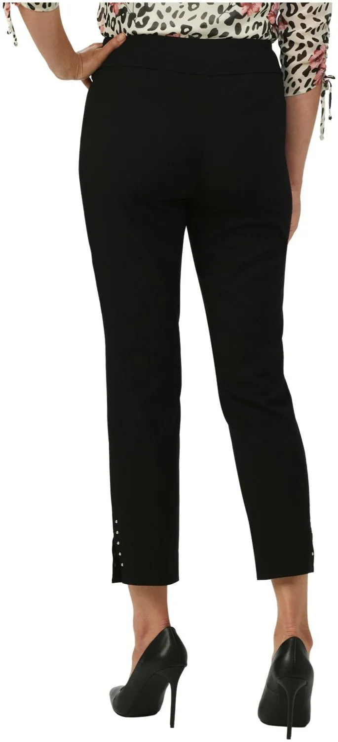 Roz & Ali Solid Millennium Tummy Panel Pull On Ankle Pants With Rivet Trim Bottom - Misses