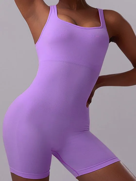 ZASUWA Female V-shaped Waist Scrunch Bum Hollow Out Romper