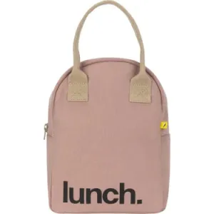 Zipper Lunch Bag - 'Lunch' in Mauve/Pink by Fluf